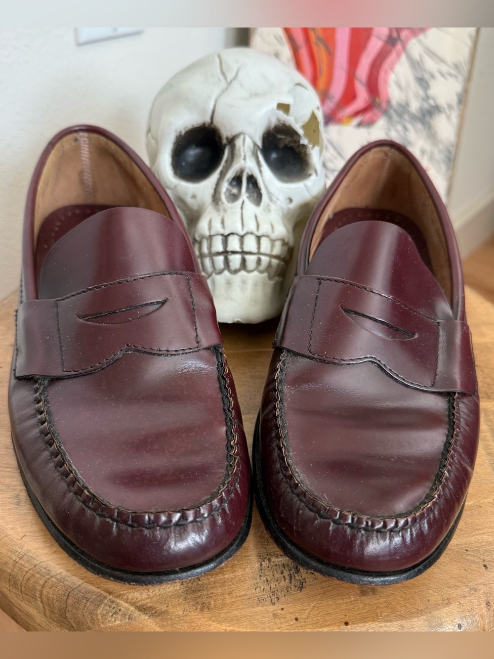 Vintage 90s 2000s Leather Penny Loafers Burgundy Brooks Brothers ~ Size 9.5